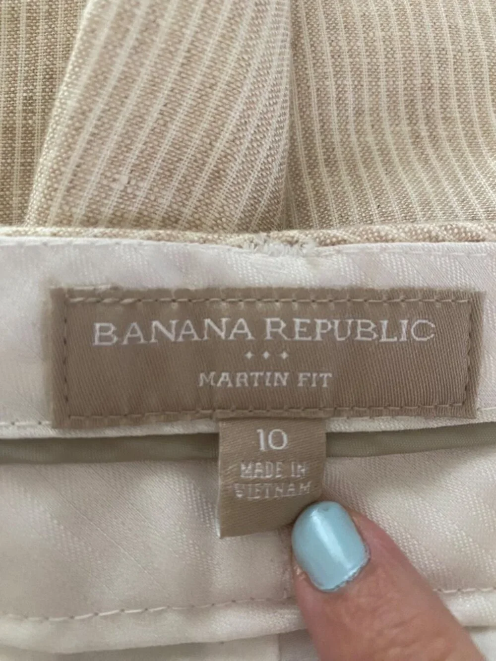 Banana Republic Women's Martin Fit Beige Linen Trouser Pants Size 10